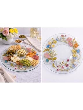 Vintage MCM Dorothy Thorpe Signed California Wildflowers Glass Serving Platter